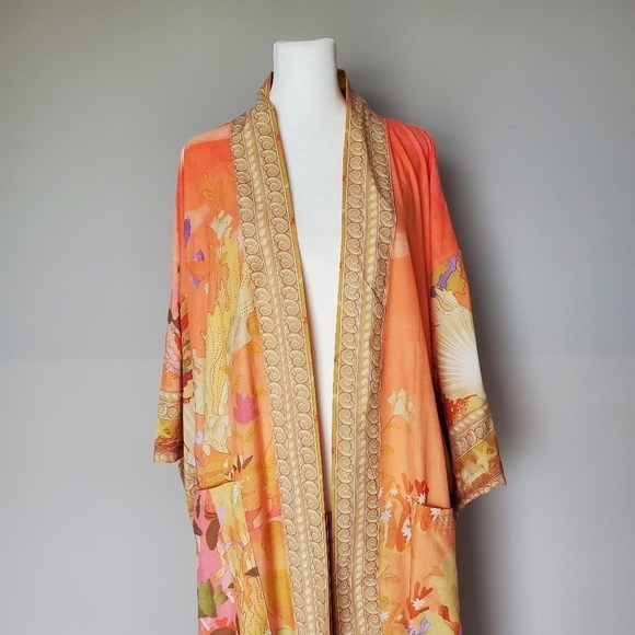 Mermaid Gypsy Madison Boho Floral Kimono Duster Robe - Picture 6 of 13